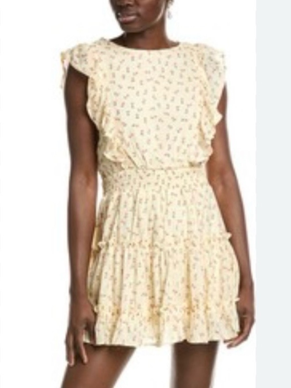 Sunshine Floral Ruffle Mini Dress in Light Yellow